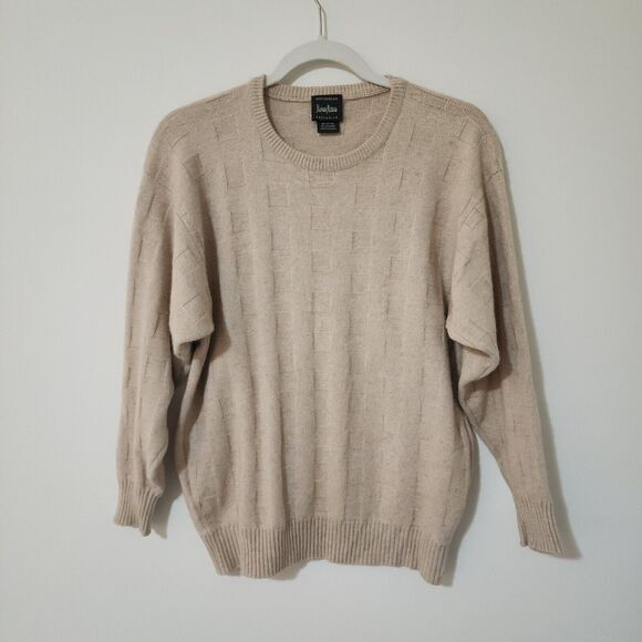 Neiman Marcus Other - Neiman Marcus Made in Scotland Mens Size M Cashmere Cotton Sweater Beige Checks